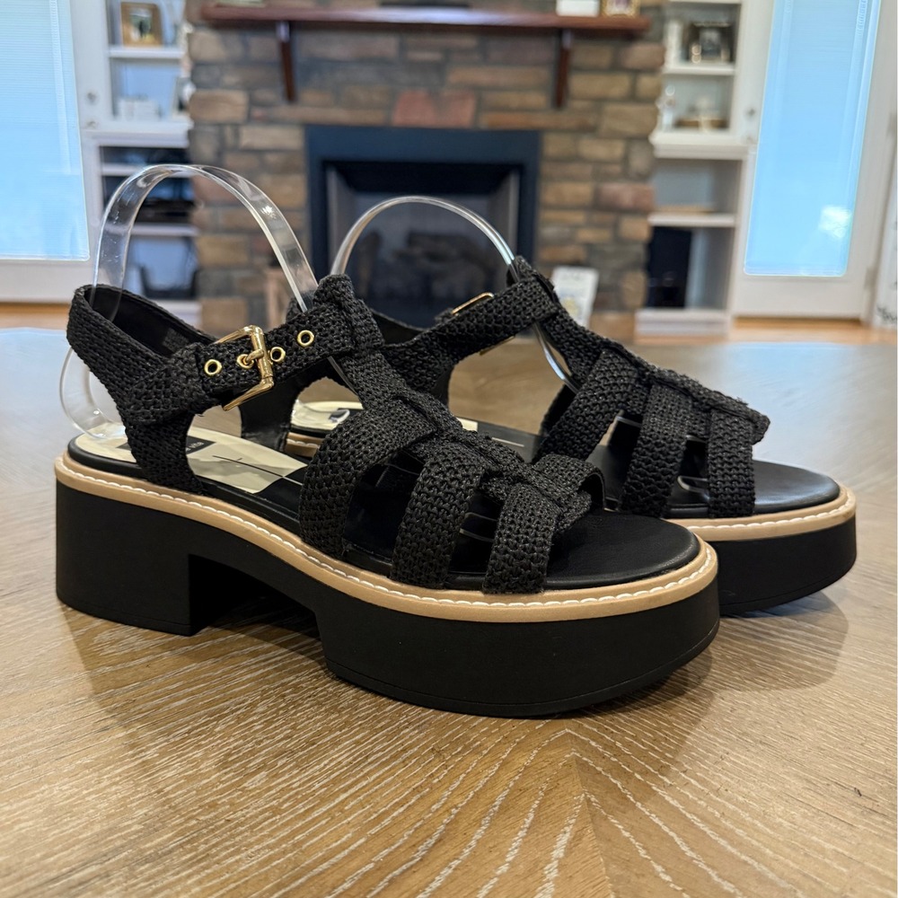 Dolce Vita Liani Black Fisherman Platform Sandals NWOB‎ Size 10M